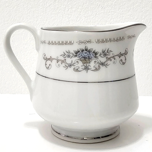 Diane by Fine China of Japan Blue Flower Scrolls - Creamer - Picture 5 of 15